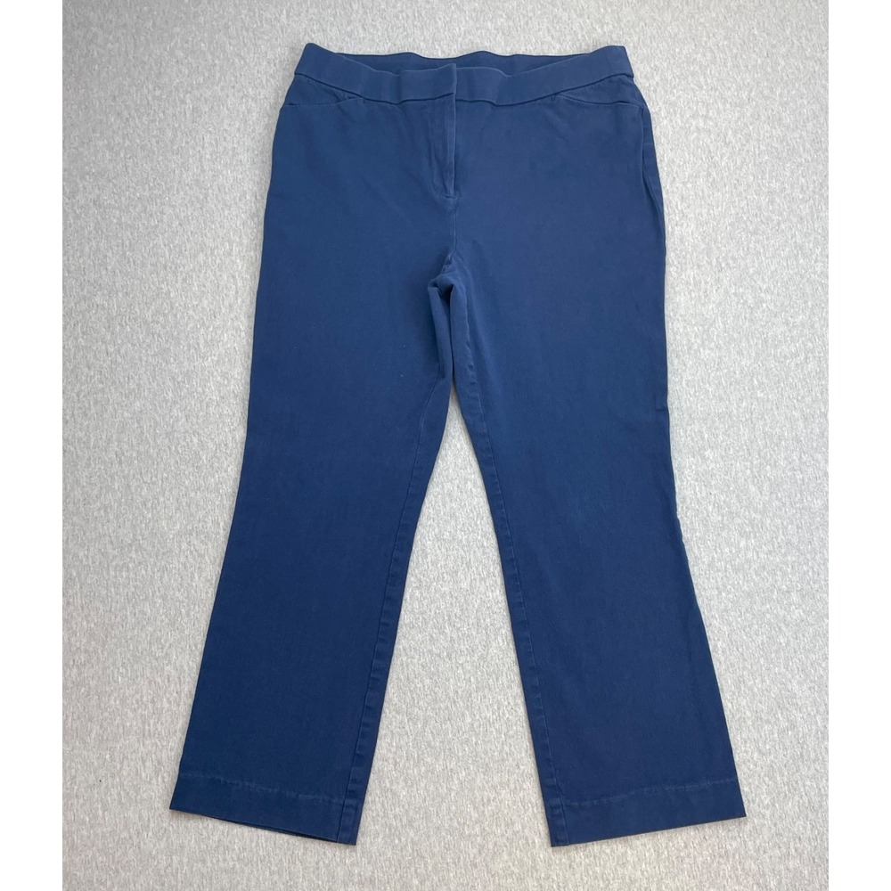 Chicos Pants Womens Size 1 (8/Medium) Blue Cotton Blend Stretch Pull On Mid-Rise